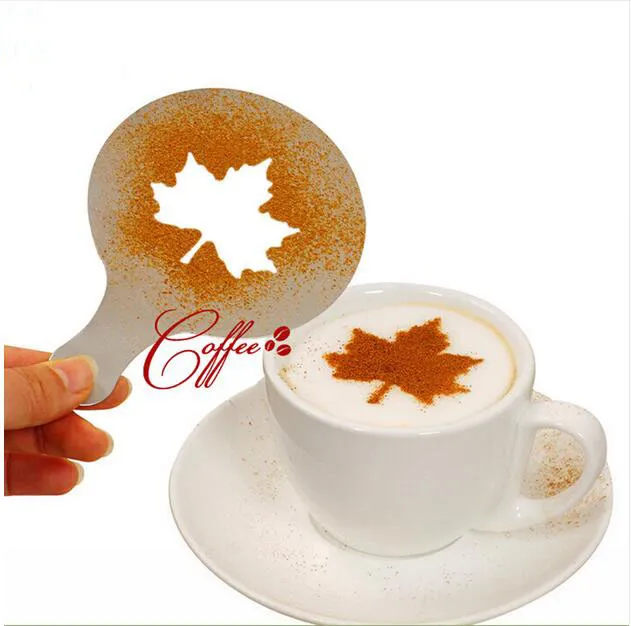 16 Pz/set Stampo Caffè Latte Torta Cupcake Stencil Template Caffè Cappuccino Template Gusto Spargere Pad Duster Spray Strumenti G1206