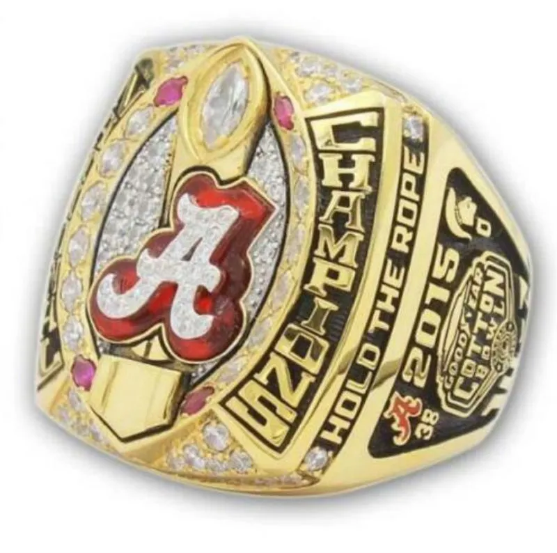 anéis inteiros Whole 2015 Alabama Crimson Tide National Custom Sports Championship Ring com caixas de luxo anéis de campeonato236i