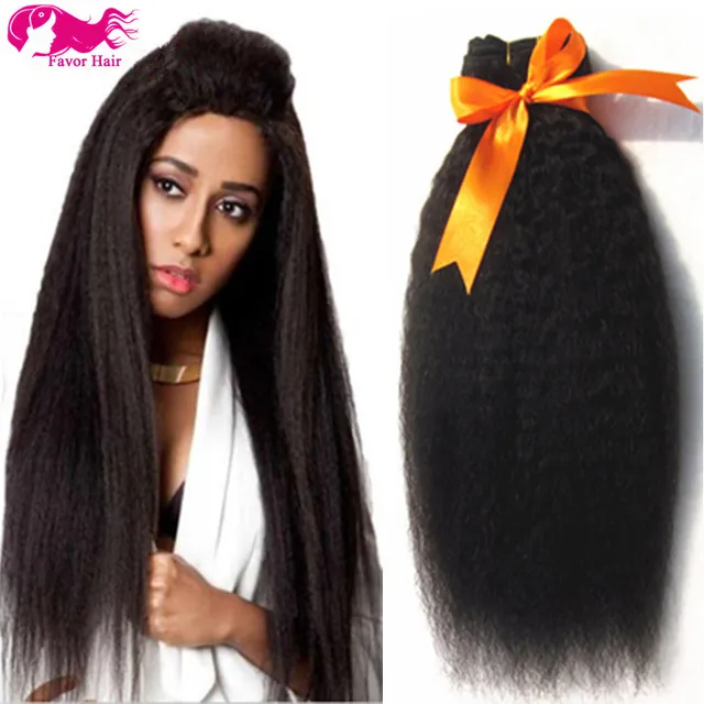 Livraison gratuite 7A grade 8-28 pouces crépus cheveux raides trame grossier yaki italien yaki couleur naturelle péruvienne vierge de cheveux humains tisse