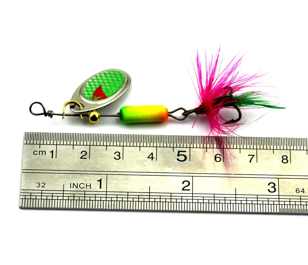 Hengjia Esca da pesca Buzzbait Spinner Bait 10 pezzi Spinnerbait artificiale con paillettes Cucchiaio esche da pesca in metallo Treble Feather Hooks1969981