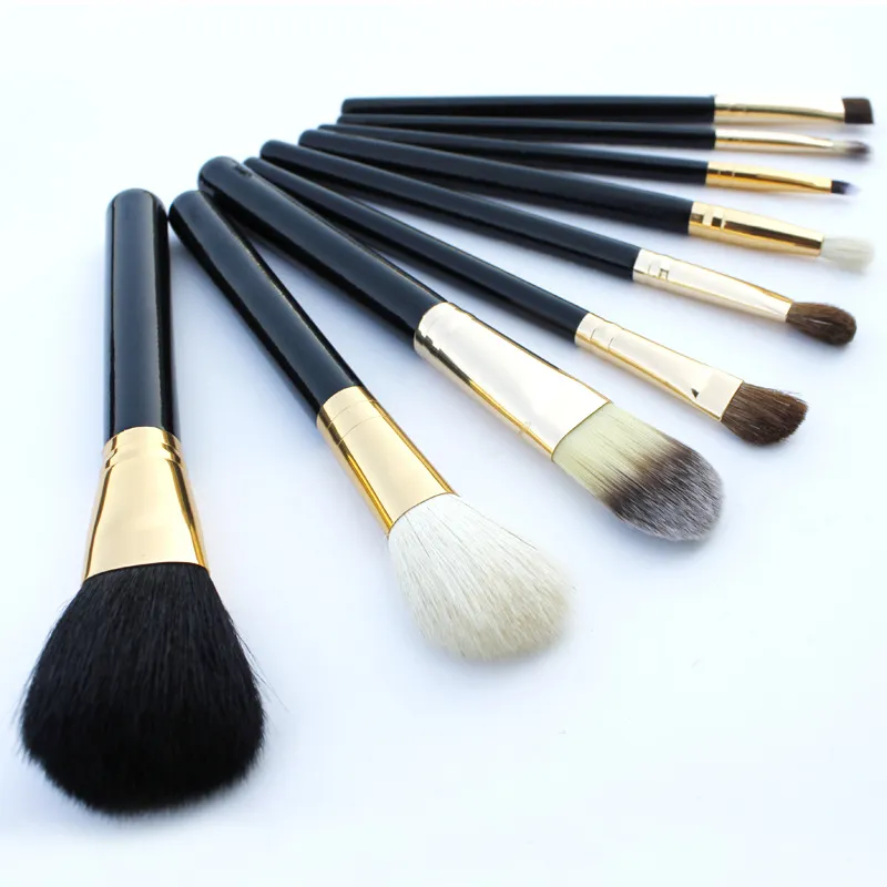 Pędzle do makijażu Zestaw 9 sztuk podróży Beauty Profesjonalne drewniane uchwyt Foundation Lips Cosmetics Make Up Brush z uchwytem Pucharu