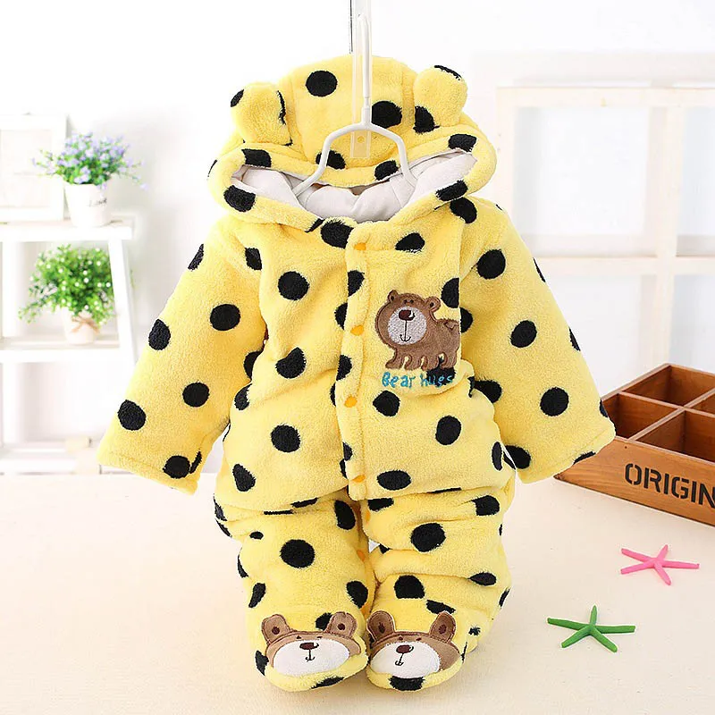 Baby winter romper katoen gevoerde dikke pasgeboren baby meisje warm jumpsuit herfst mode baby's slijtage kid klim kleren