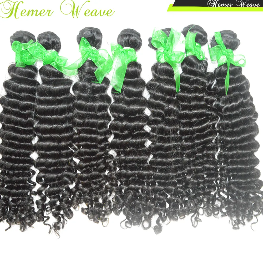 3 bundles 8A Virgin Deep Wave Curly Indian Human Hair Smooth Texture Thick Weave 2020 Clearance