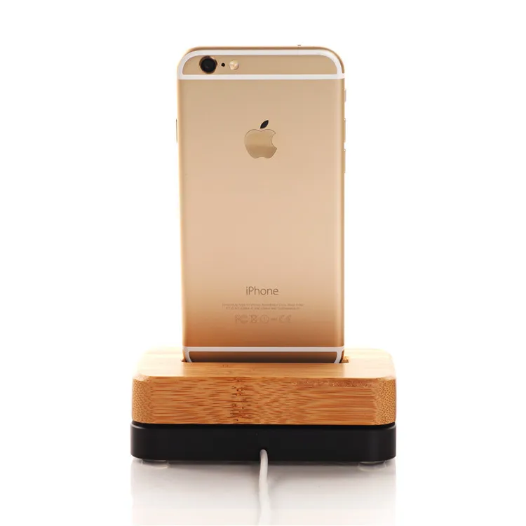Nowy Oryginalny Samdi Drewniana Ładowarka Aluminiowa Dock Cradle dla iPhone 6 5S 5 Drewniane Telefon Stojak Mobilny uchwyt na iPhone