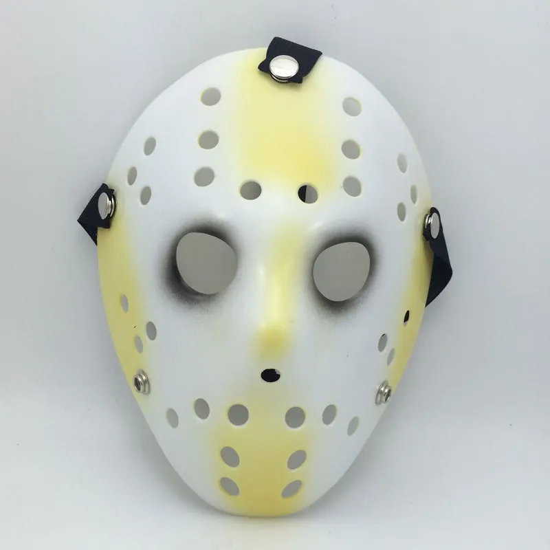 Nouveau Jason Mask Cosplay Masque intégral Couleur jaune clair et blanc Halloween Party Scary Mask Jason vs Friday Horror Hockey Film Mask