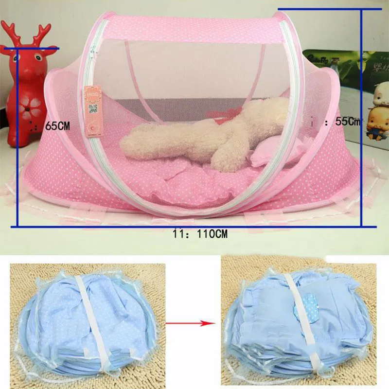 New Baby Cribs 02 Years Baby Bed With Pillow Mat Set Portable Foldable Crib With Netting Newborn Cotton Sleep Travel Bed9191012