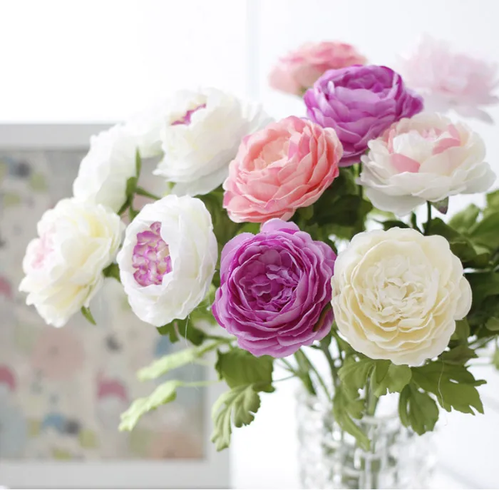 30 قطع الجملة جميلة الربيع الفاوانيا الحرير الاصطناعي الزهور ترتيب للمنزل مطبخ غرفة الطعام الجدول الأثاث الديكور 3.5 