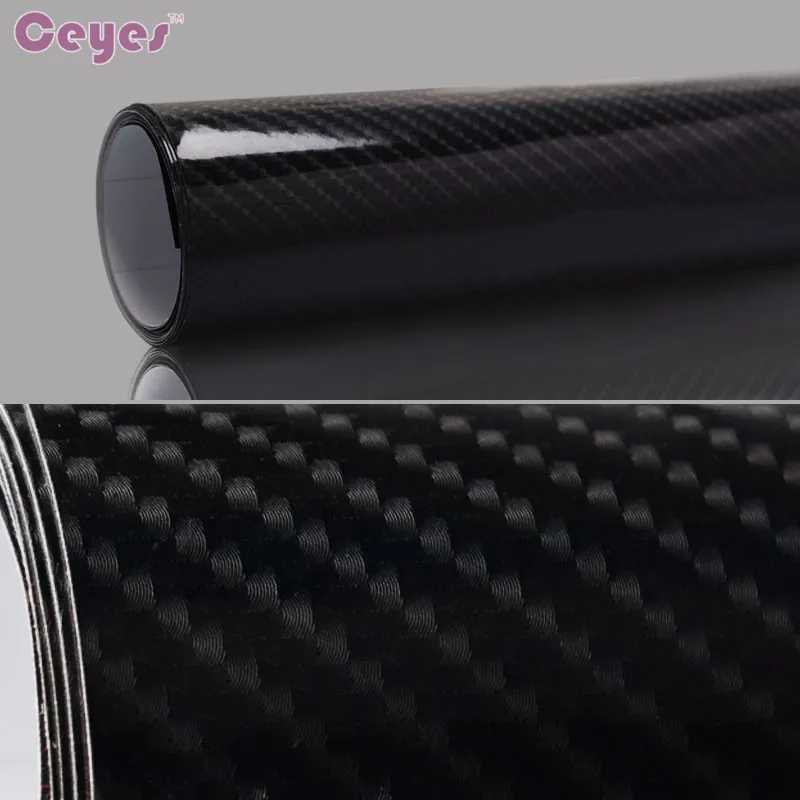 20 * 152 cm DIY Autocollant De Voiture 5 D Carbone Haut Film Glacé Vinyle D'emballage Auto En Fiber De Carbone Vinyle Film Fibra de Carbono Noir