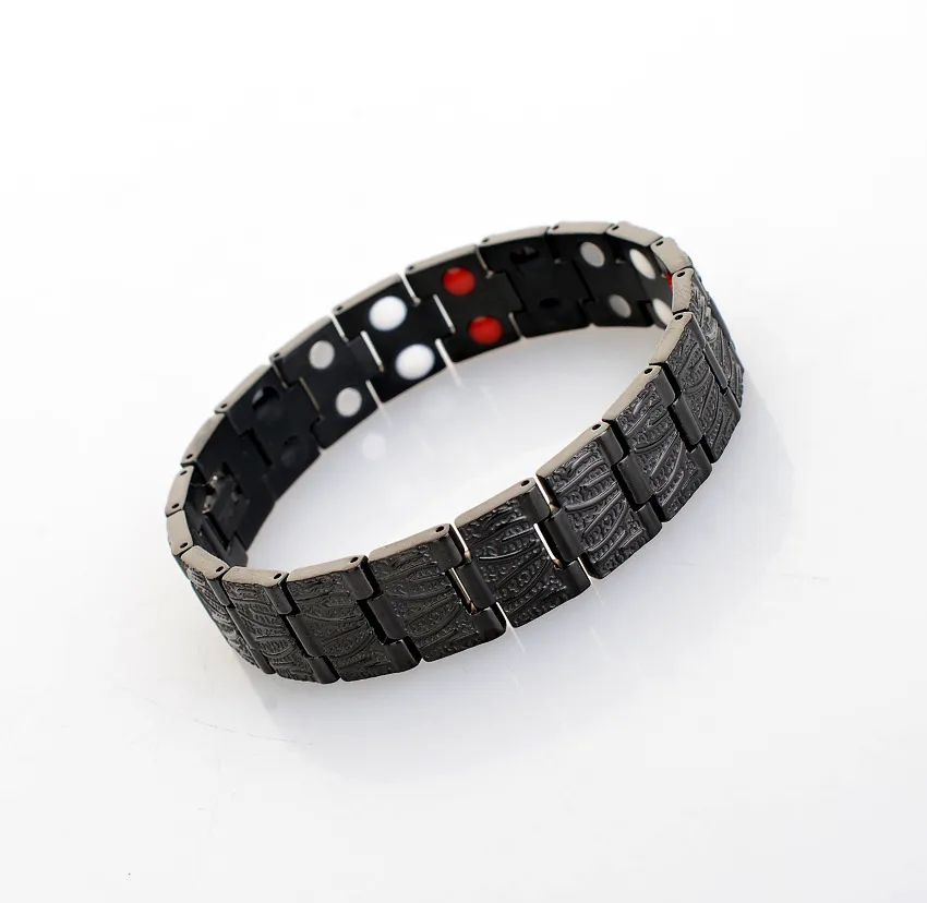 Fashion Quantum Bio Energy Bracciale a catena in titanio e acciaio inossidabile con magnete al germanio anione infrarosso Magnetic Health Care benefici