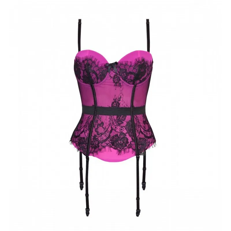 Lingerie Like Overbust Corset Busiter avec détail de bonnets à armatures et superpositions de dentelle contrastée Corset sexy de la Saint-Valentin pour femme