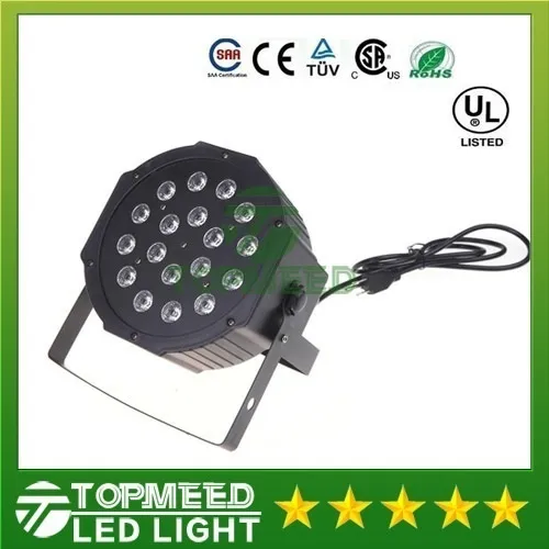 DHL كبير أدى ضوء المرحلة ضوء 18x3W 54W 85-265V عالية الطاقة RGB الاسمية الإضاءة مع DMX 512 سيد الرقيق الصمام شقة دي جي السيارات تحكم 1515