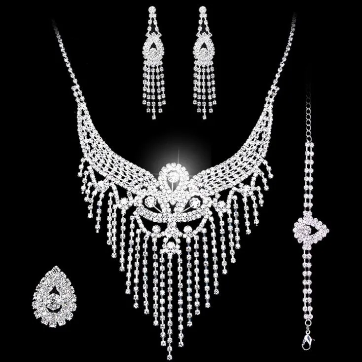 Bridal jewelry sets Earrings Necklace rings bracelet Accessories one set include four pcs luxury fashion new style hot sell HT125