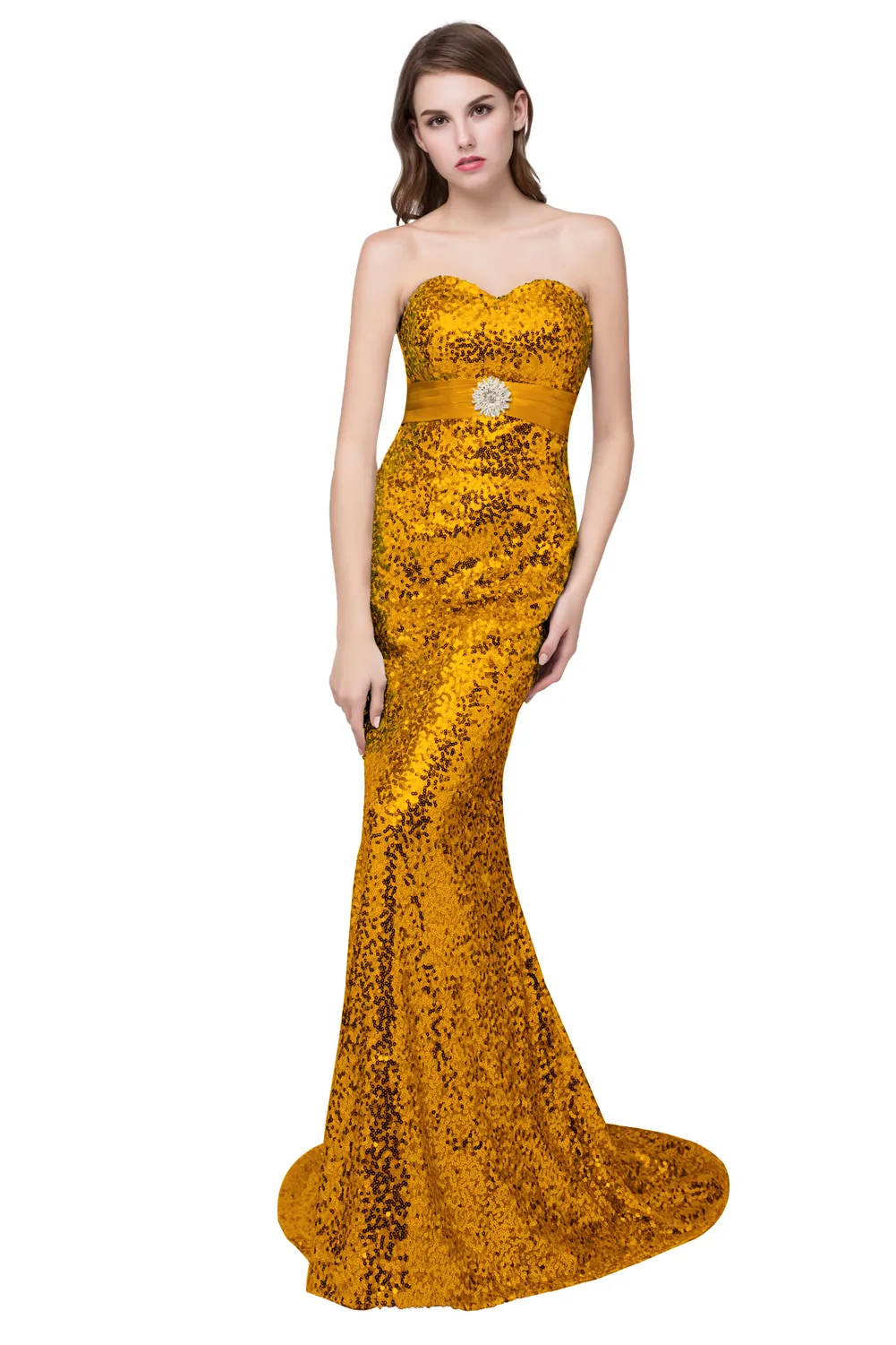 2017 Nya paljetter Royal Blue Gold Black Mermaid aftonklänningar i lager med kristallpärlor svep tåg bling prom party klänningar1165194