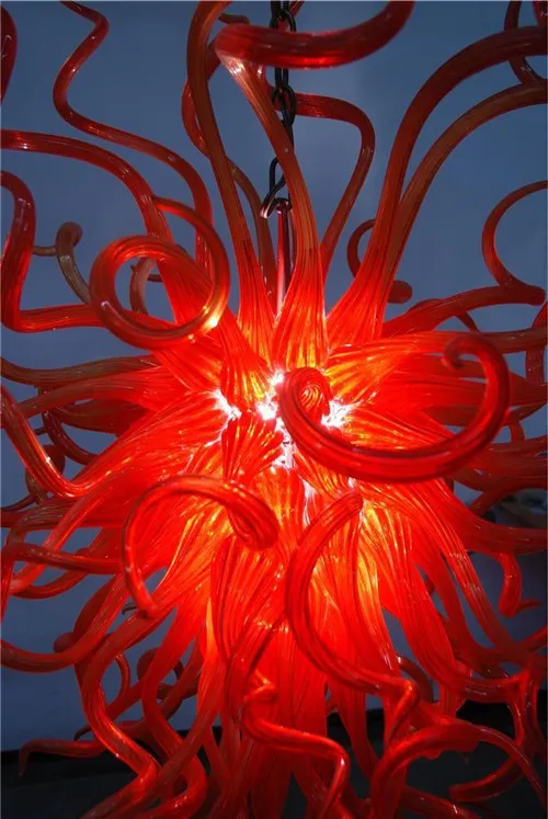 Pendant Lamps Long Chain Hand Blown Light Italy Design Red Murano Glass Crystal Hanging Decorative LED Chandelier