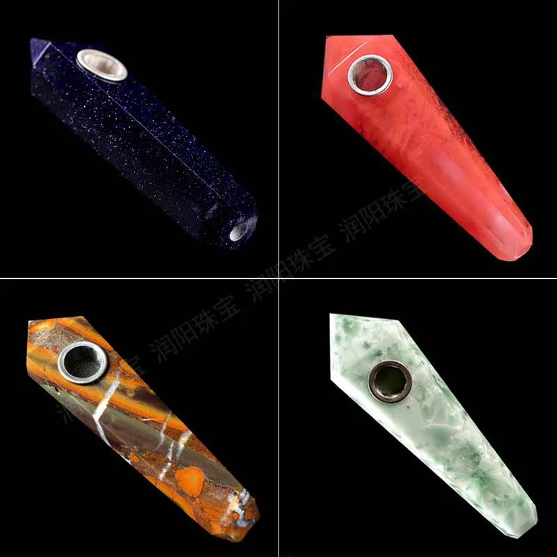 Factory price natural rainbow fluorite quartz crystal wand point free smoking pipes with carb 