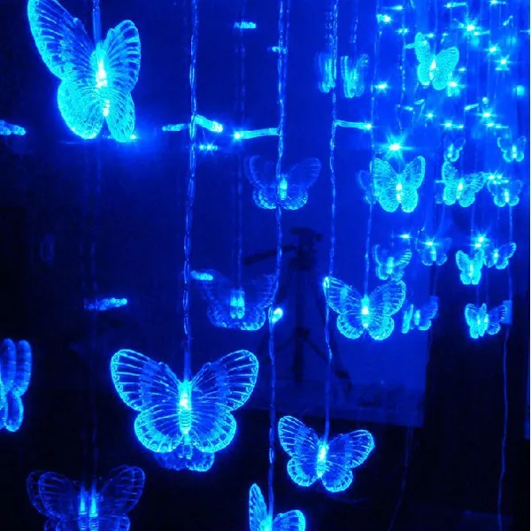 8M x 0 5M LED String Fairy Curtain Light With Butterfly Led Curtain light Celebration Wedding Party Ball Decoration184C