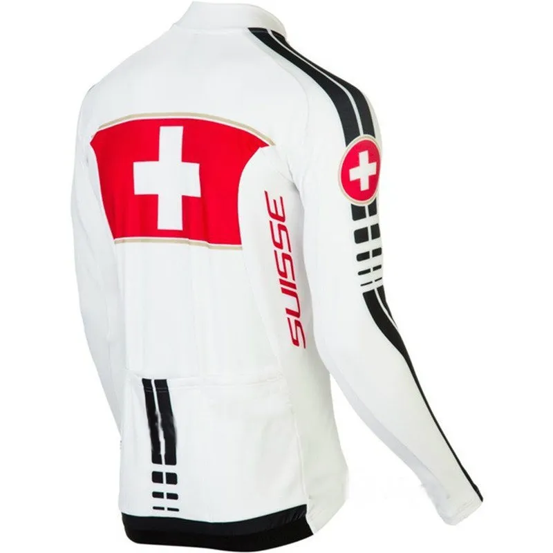 2024 herbst Männer Schweiz Radfahren Jersey Tops Fahrrad Heimtrainer Kleidung Dünne Wicking Jersey Langarm 2XS-6XL