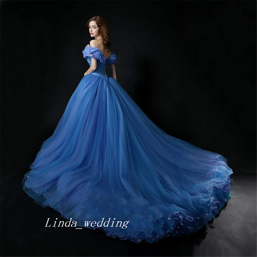 Kopciuszek Sukienka Halloween Kostium Księżniczka Dresja Kopciuszek Dorosłych Kobiety Deluxe Blue Prom Dress Princess Dress Special Gown Gown