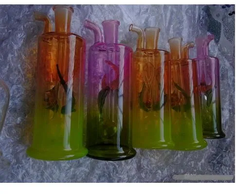 送料無料ガラスパイプガラスバブラーガラスガラスオイルリグガラスボンJ47-10mm赤と緑