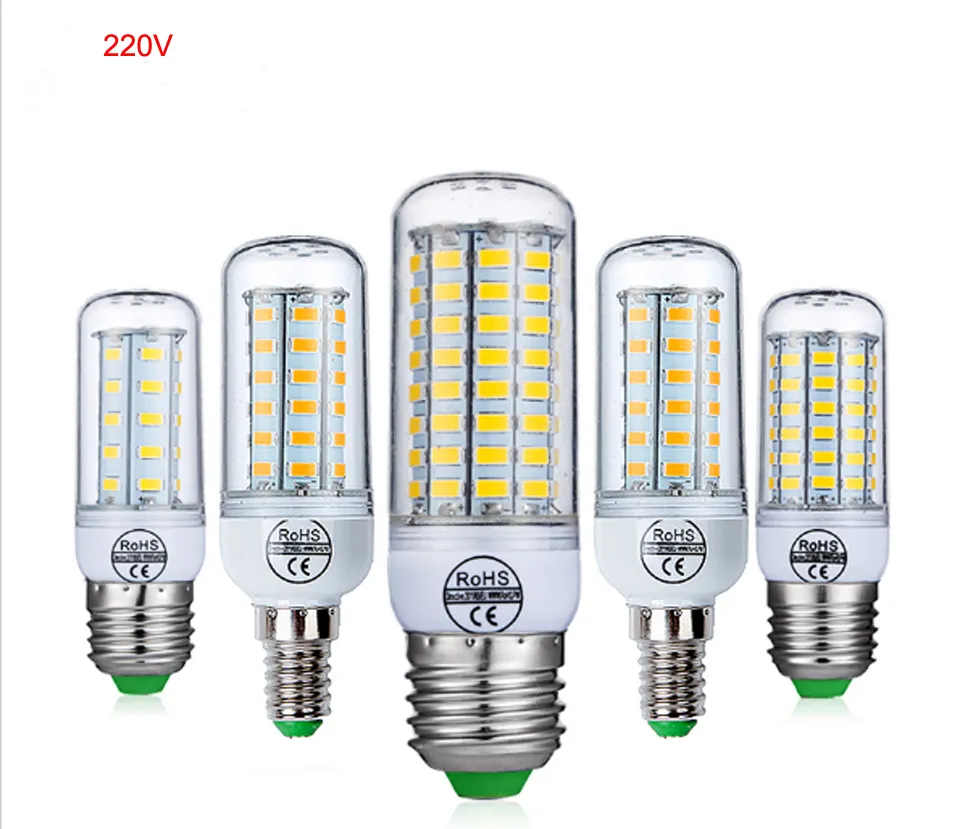Nowa lampa LED E27 E14 3W 5W 7W 12W 15W 18W 20W 25W SMD 5730 Corn Bulb 220 V żyrandol diody świeca światło reflektor
