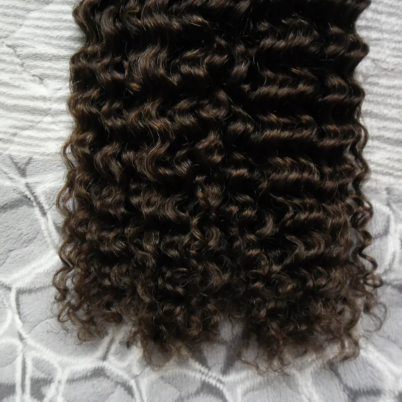 I Wskazówka Włosy Rozszerzenia Brazylijski Kinky Curly 100g 100s # 4 Ciemnobrązowe Włosy Pre Bonded Hair No Remy Human Hair Extensions