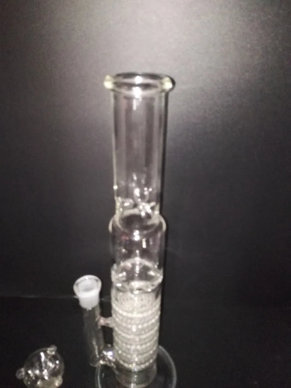 H38CM D: 5cm. Glas Bong Handy Vattenrör 7 Skikt är blått