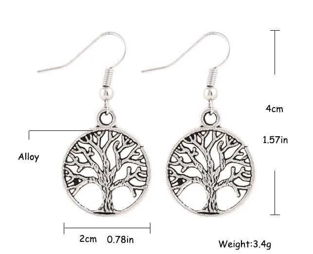 Bohème Antique bijoux en argent goutte boucle d'oreille à vendre arbre de vie poisson oreille crochets balancent lustre boucles d'oreilles