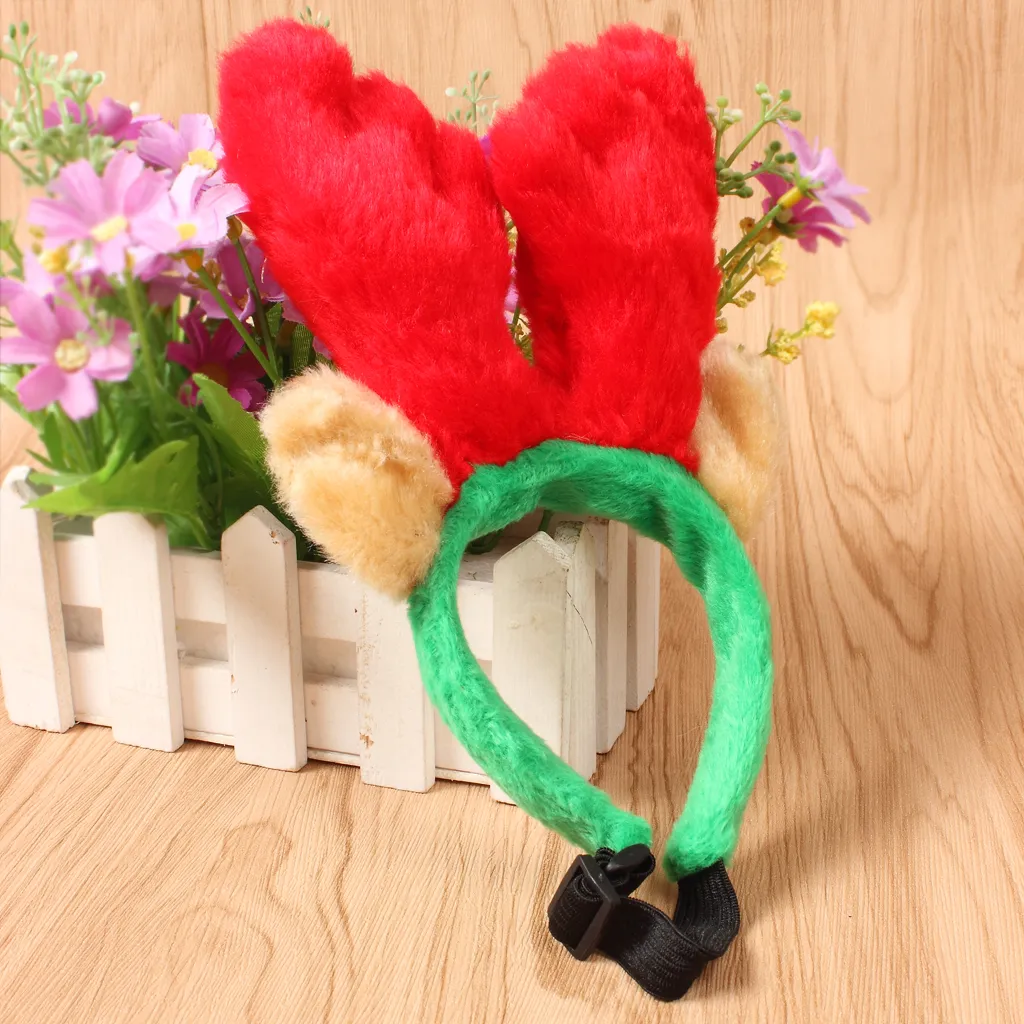 Xmas Puppy Cats Reindeer Headhoop Antlers with Long Ears Home Party Decoration Christmas Accessory Pet Dogs