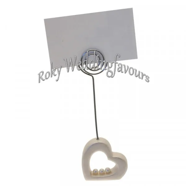 ! Heart with Pearl Place Card Holder Favors included paper card, place card holder favors