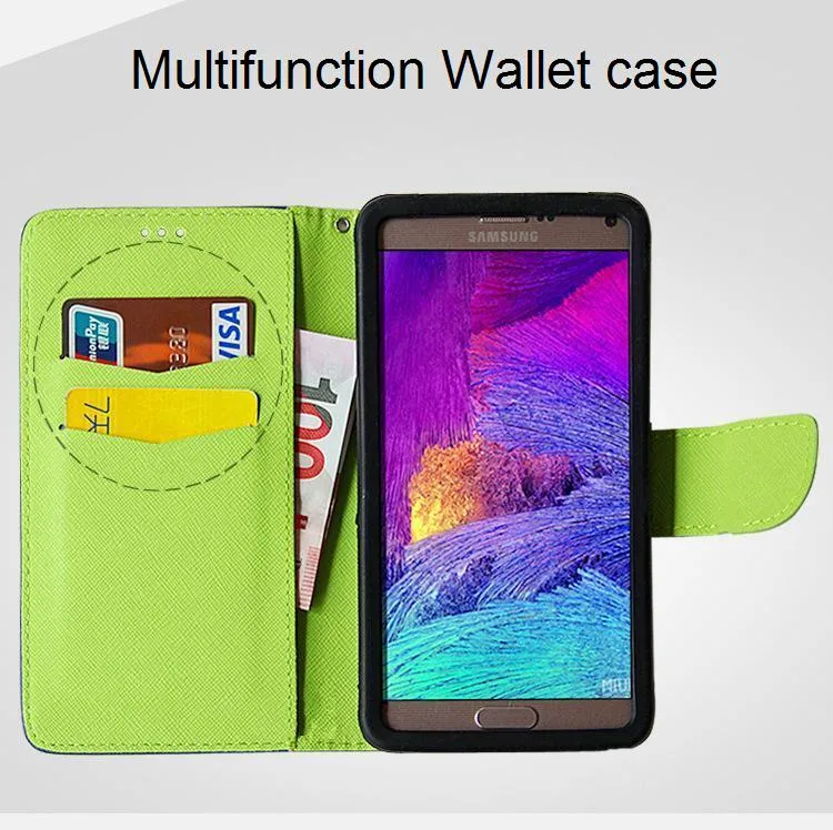 Universal Wallet PU Flip Leather Case with Credit card slots For 35 to 60inch 6 size Cell Mobile Phone case1379115