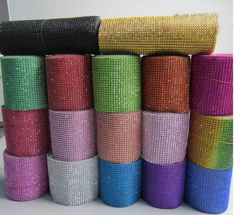 10yard roll 4 75 24 Rijen door de mens veroorzaakte Diamond Mesh yards wrap Strass Lint Crystal trim Wrap sparkle bling lint Bruiloft De265F