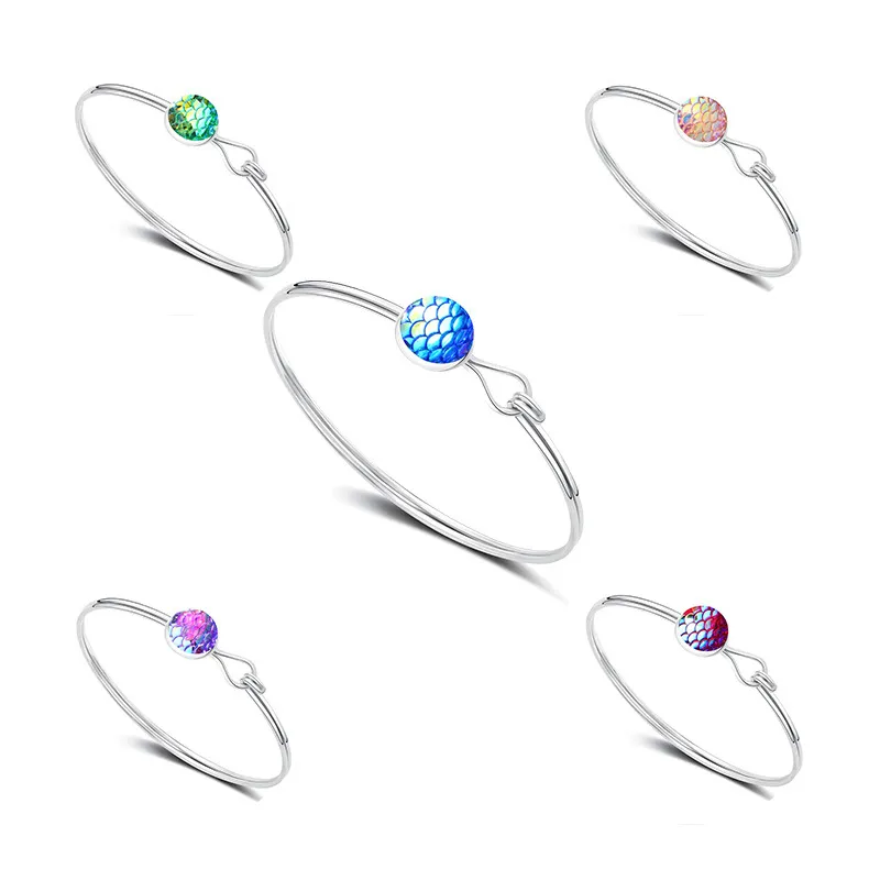 Moda Druzy Drusy Pulseira Prata Cor Dourada Pulseira Escala Sereia Pulseira Para Jóias Femininas