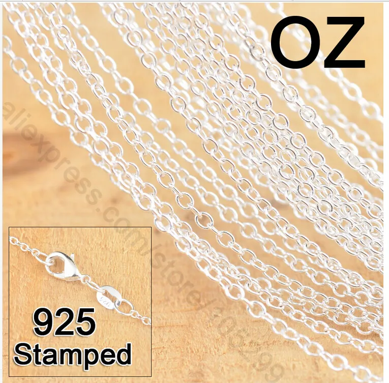 Whole-Fast 50Pcs 18 925 Sterling Silver Jewelry Link Rolo Chains Necklace With Lobster Clasps Factory Pr 288T