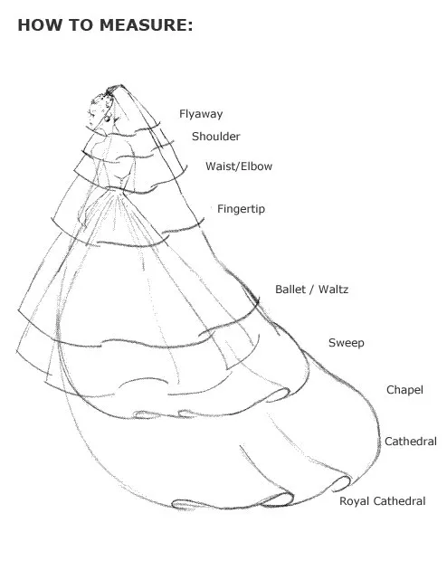 Extrakosten für individuelle Schleier: Weiß, Elfenbein, Rosa, Schwarz, Gold, Lila, Rot, Rouge, Schulter, Ellenbogen, Fingerspitze, Walzer, Boden, Kapelle, Kathedrale, Hochzeitsschleier