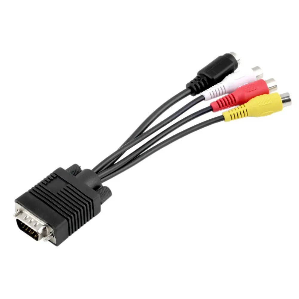 3 Cinch-Buchsen-Konverterkabel, VGA-auf-Video-TV-Ausgang, S-Video-AV-Adapter. Brandneu