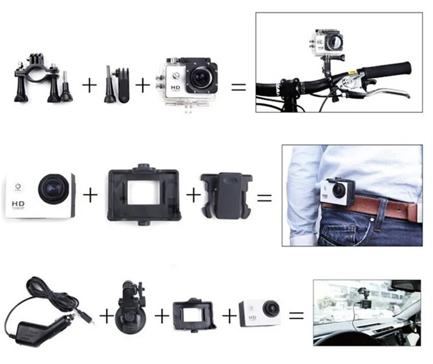 SJ4000 Action-Kamera, tief wasserdicht, 2-Zoll-LCD-Bildschirm, Freestyle 1080P Full HD-Camcorder, SJcam Helm, DV 30M, Sport-Recorder