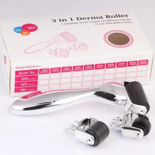 3 in 1 Micro ago Derma Roller Meso Roller Acne Scar Lentiggine Set uso domestico microneedle ringiovanimento della pelle Rullo derma da 0,5 mm