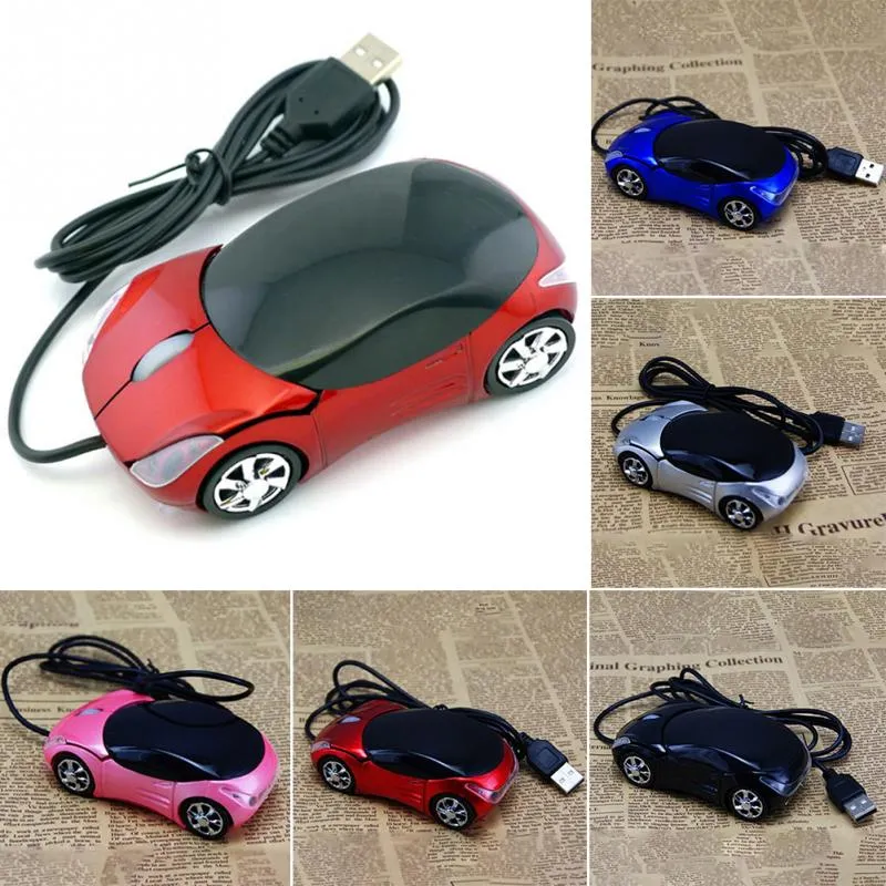 New Fashion Sports Car Shape USB Wired Mouse Bil Muse 1600dpi Optisk Gaming Mus Möss för dator PC-bärbara datorer