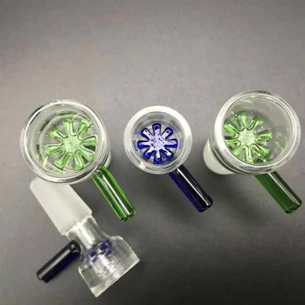 Cuencos de vidrio deslizante de 14 mm de 18 mm para bongs verde azul macho bong cuenco ajuste plataformas petroleras de vidrio bongs de cristal de vidrio tazón para bong para bong