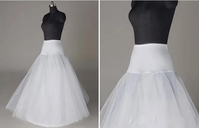 W magazynie UK USA Indie Petticoats Crinoline Biały A-Line Bridal Underskirt Slip No Hoops Pełna długość Petticoat na wieczór / balans / suknia ślubna