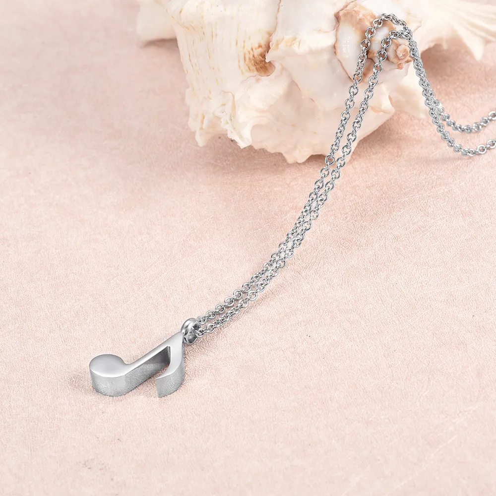 cremation memorial ashes urn Simple design stainless steel musical note Locket keepsake pendant necklace jewelry