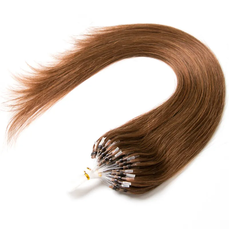 Klasa 8AMICRO Pierścień Pierścień Extension Indian Remy 100 Human Hair Extensy 0 8G S 200s Brown Kolor