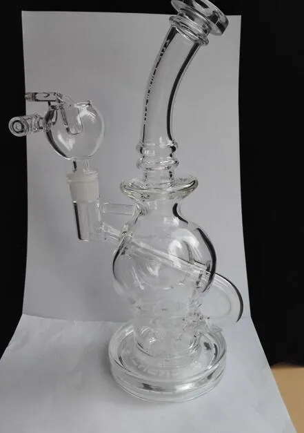 2020 HITMAN Gruby Podwójne szklane szklane rury wodne Globalne bazy Vortex Recycler Oil Ratuj Rury palenia Matrix Perc Ball Plath Glass Bongs