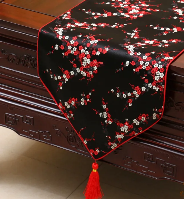 High Quality Cherry blossoms Luxury Table Runner Decorative Dining Table Mats Protection Pads Silk brocade Tea Table Cloth 200 * 33 cm