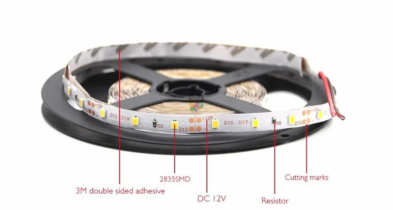 High Brightness 5M 600led SMD 2835 LED Strip Non waterproof DC 12V Diode Tape 120ledm Super Brighter than 3528 Flexible Light8259596