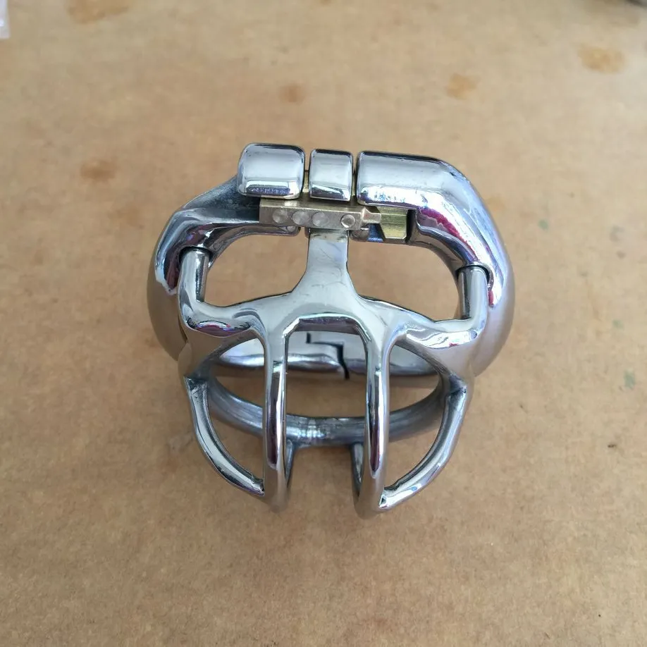 Curva anel de pressão design masculino super pequeno aço inoxidável gaiola pênis anel cinto dispositivo adulto bdsm produtos brinquedo sexual s0527795261
