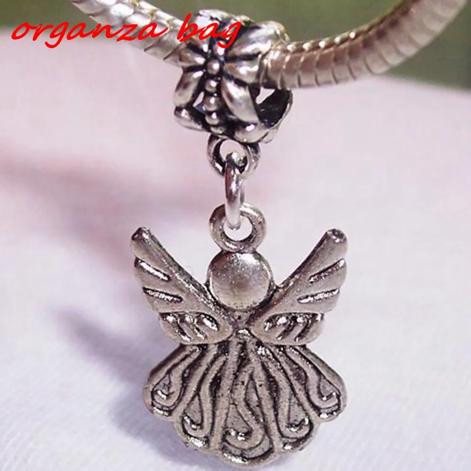 Guardian Angel Alloy Charm Pendants For Jewelry Making Bracelet Necklace DIY Accessories 34 x 15 mm Antique Silver 