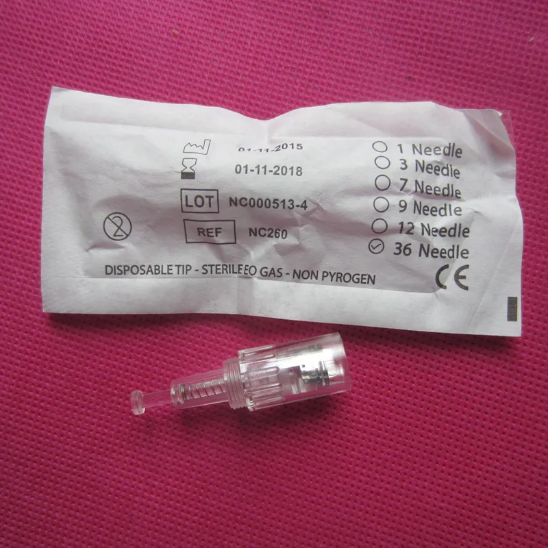 Anti-aging 36 pin naaldcartridge schroefpoort voor elektrische auto Microneedle Derma Pen 0.25 ~ 2mm tips voeding invoer