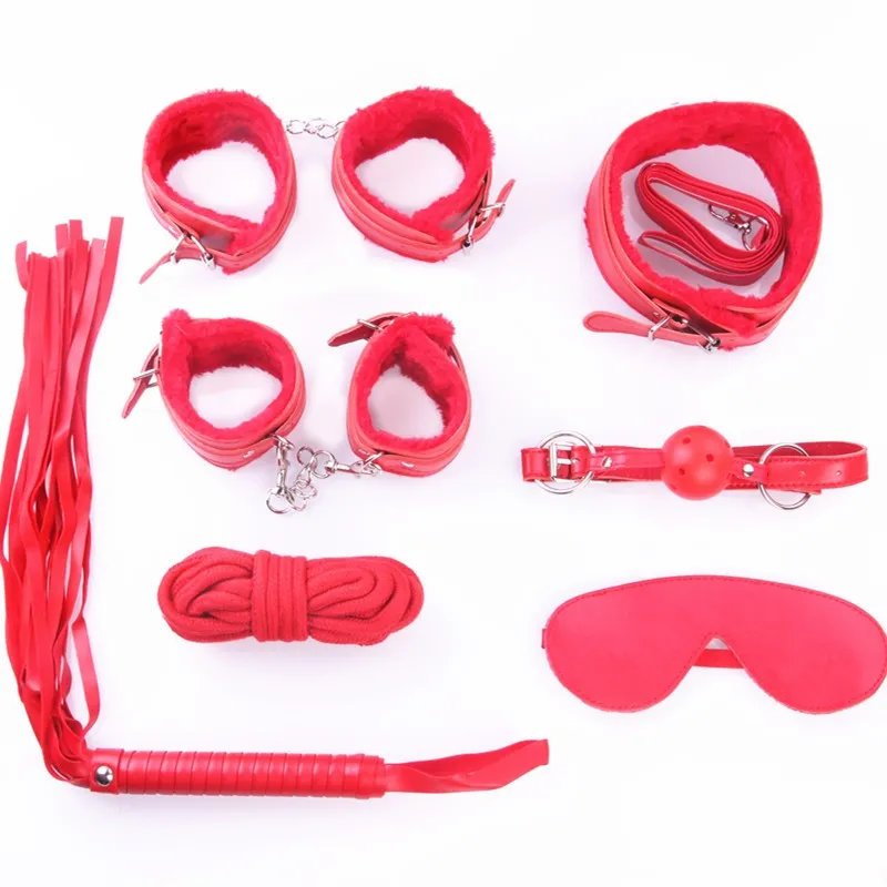 whip collar Mouth ball gag Sex Adult games bondage Set Leather Plush Four Colors erotic toys sex toys adults for women sex shop