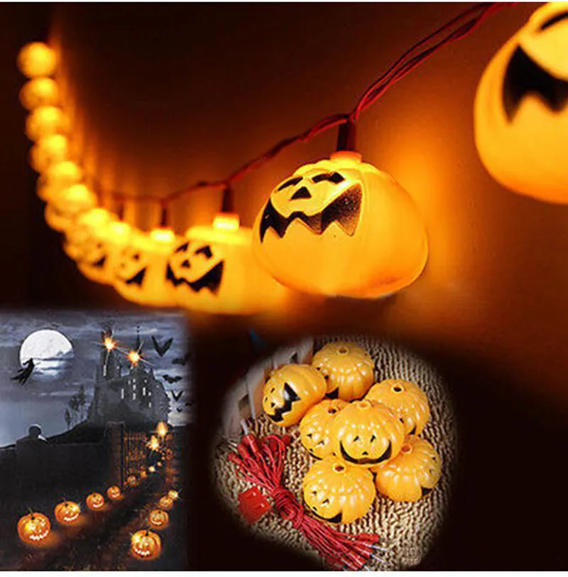 Halloween LED stringa di zucca colori chiari stringa fantasma per la decorazione domestica alimentazione 220V o 110v 13 piedi 16 luci